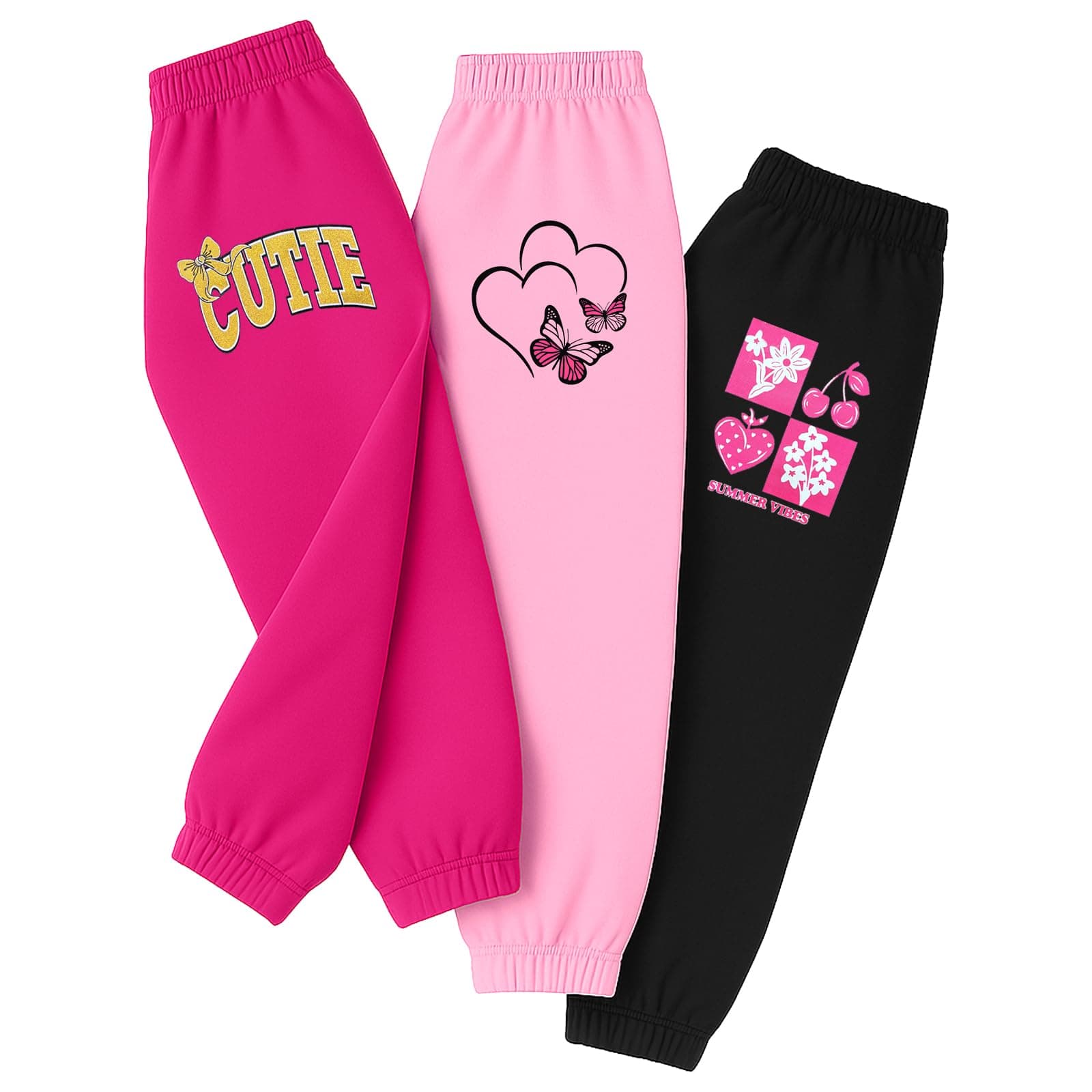 Kuchipoo Girls Pyjamas Joggers Set-Pack of 3