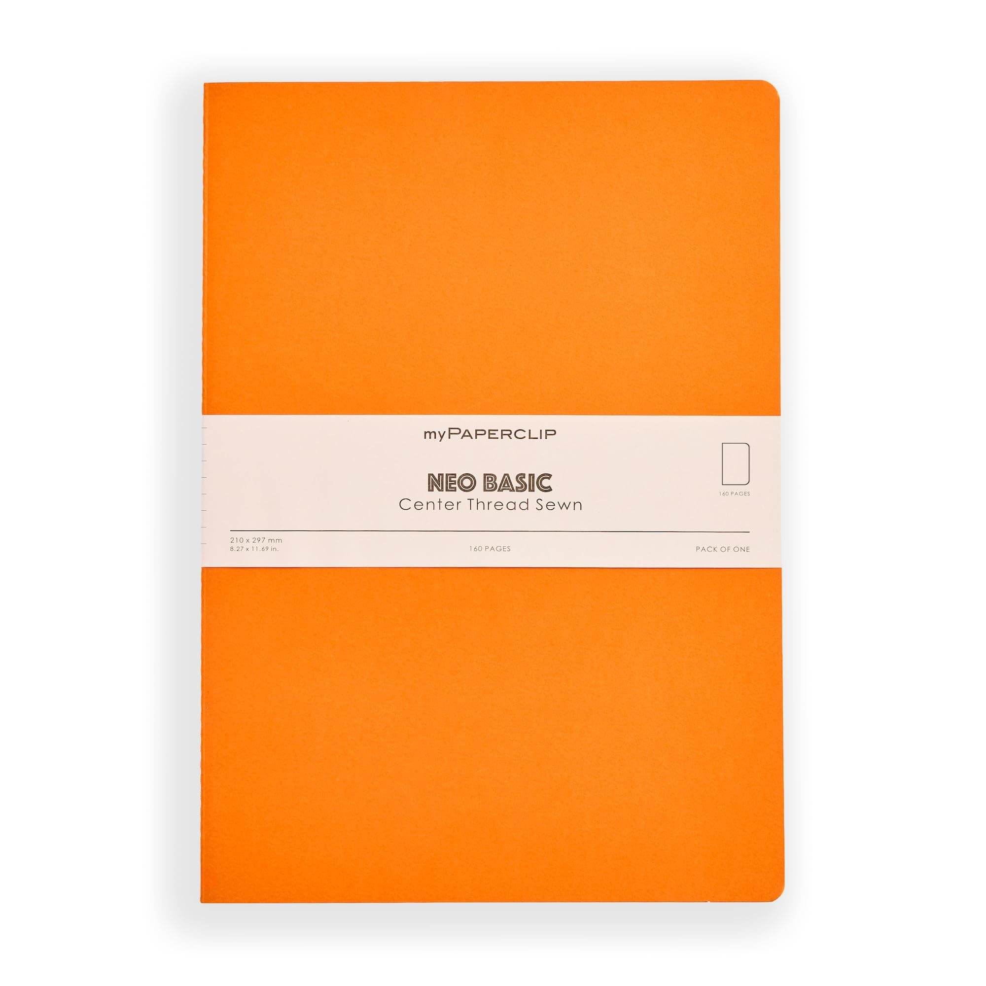 myPAPERCLIP NeoBasic A4 Unruled Notebook | 160 Pages, 80 GSM, 250 GSM Soft Cover, A4 (8.27 x 11.69 in) | Orange