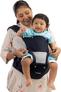 LuvLap Comfy Newborn Baby Carrier with Detachable Hip Seat (3 in 1), Ergonomically Designed (6-24 Months), 6 Baby Carrying Modes, Carrying Capacity 15Kg, Blue