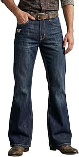 Generic Wrangler Men's Bell-Bottom Flare Jeans, Deep Indigo