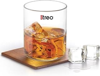 Treo by Milton Vector Crystal Clear Whiskey Glasses Set of 6 | Bar Drinking Glass Set | Premium Glass Tumbler for Bourbon, Scotch & Cocktails, Cognac, Liquor, Vodka | 350 ml, Transparent