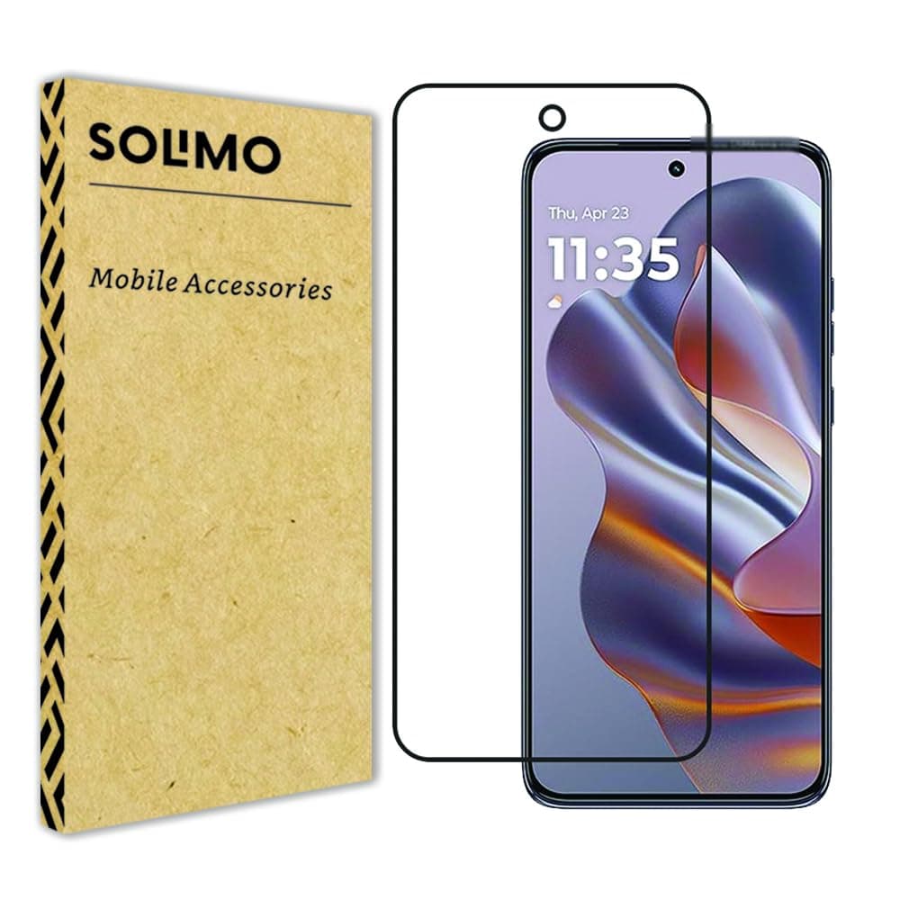 Amazon Brand - Solimo Compatible with Tempered Glass Motorola Moto Edge 50 Neo 5G [with Warranty] Screen Protector Guard Full Edge to Edge 9H Full Glue FHD (edge50 no/Edge 50neo)