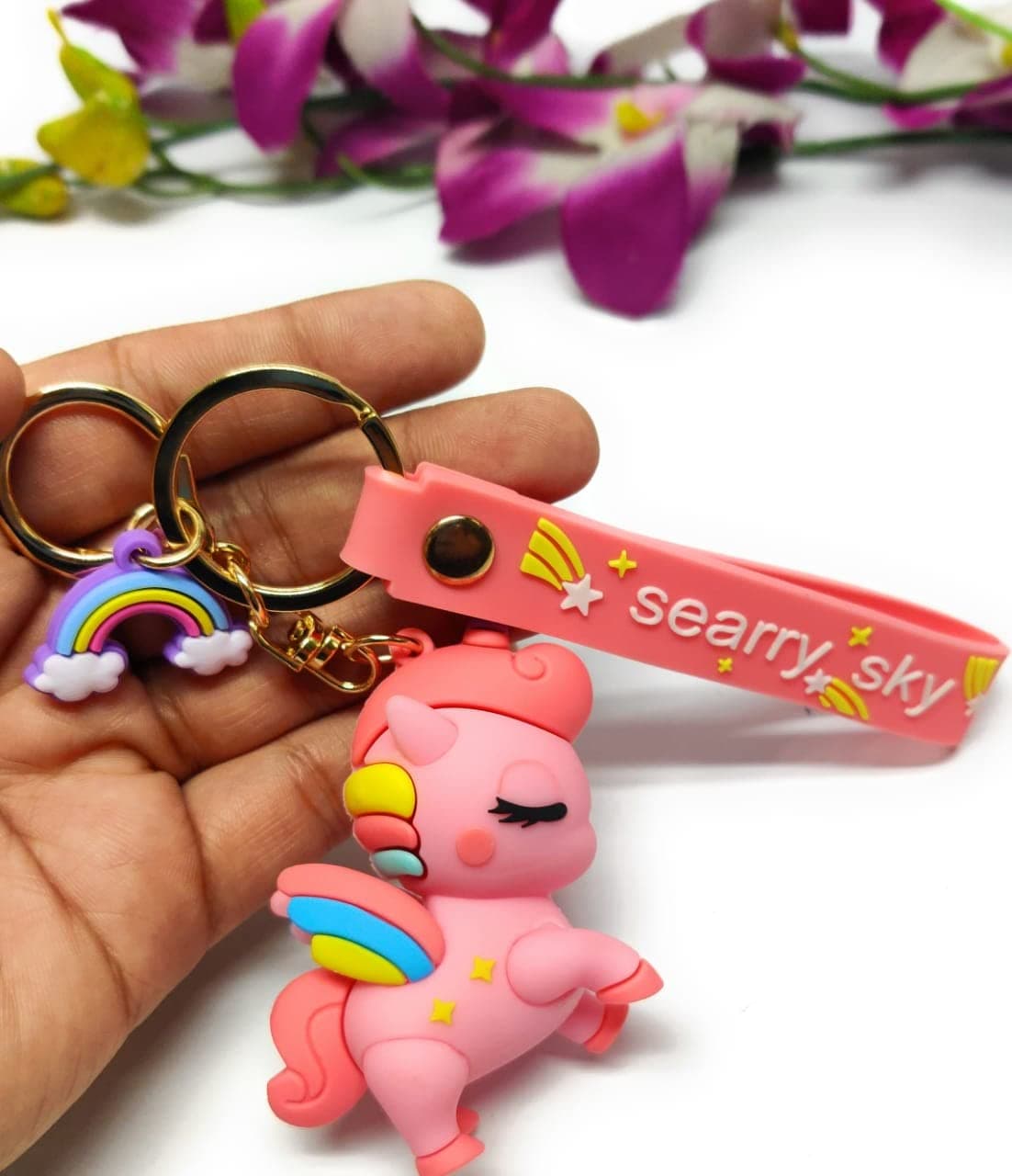 TERA 13 Unicorn Theme Keychain for Kids (1 Pcs) - Metal Hook Keyring, Stylish Return Gifts for Girls