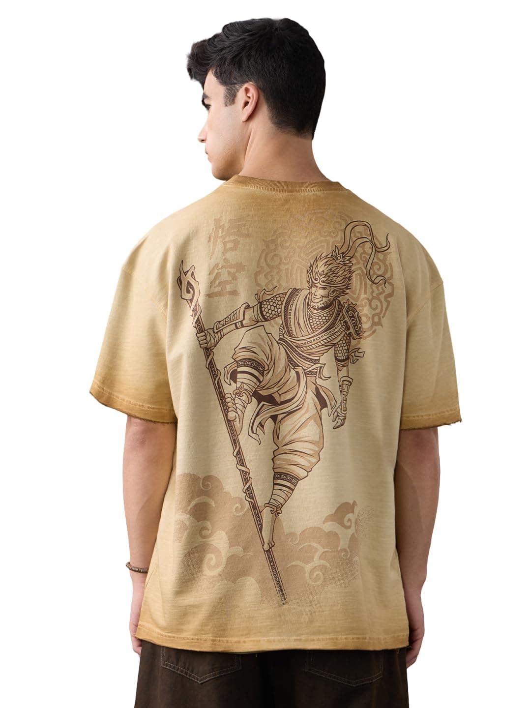 The Souled Store Originals : Kalyuga Oversized T-Shirt for Men Boys Cotton Casual Half Sleeves Baggy Loose Fit Drop Shoulder Round Neck Grey