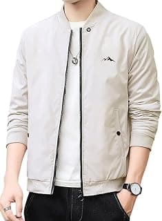 GLASGO Men's Casual Bomber Jacket ||Lightweight Zip-Up, Modern Fit, Versatile Winter Warm Stylish - Fall Outerwear || GJ-2-SOLID-$