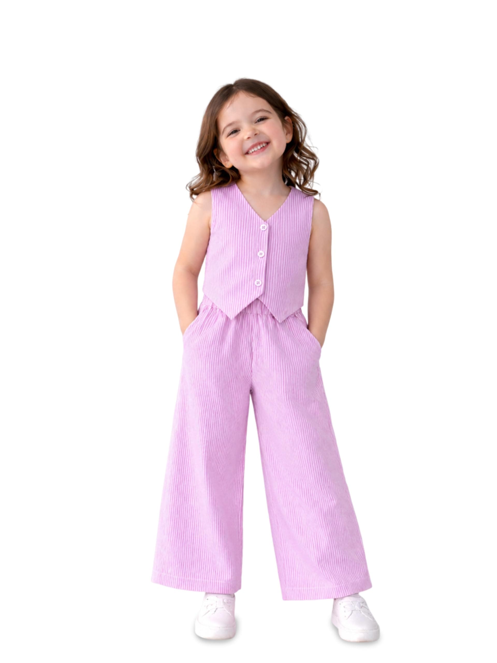 Kidbea Girls 2-Piece Clothing Set, Cotton Sleeveless Vest Top & Leg Pant