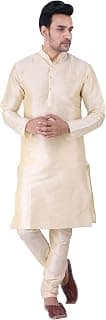 HUZUR Men's Silk Solid Straight Long Kurta Pyjama Set| Ethnic Wear