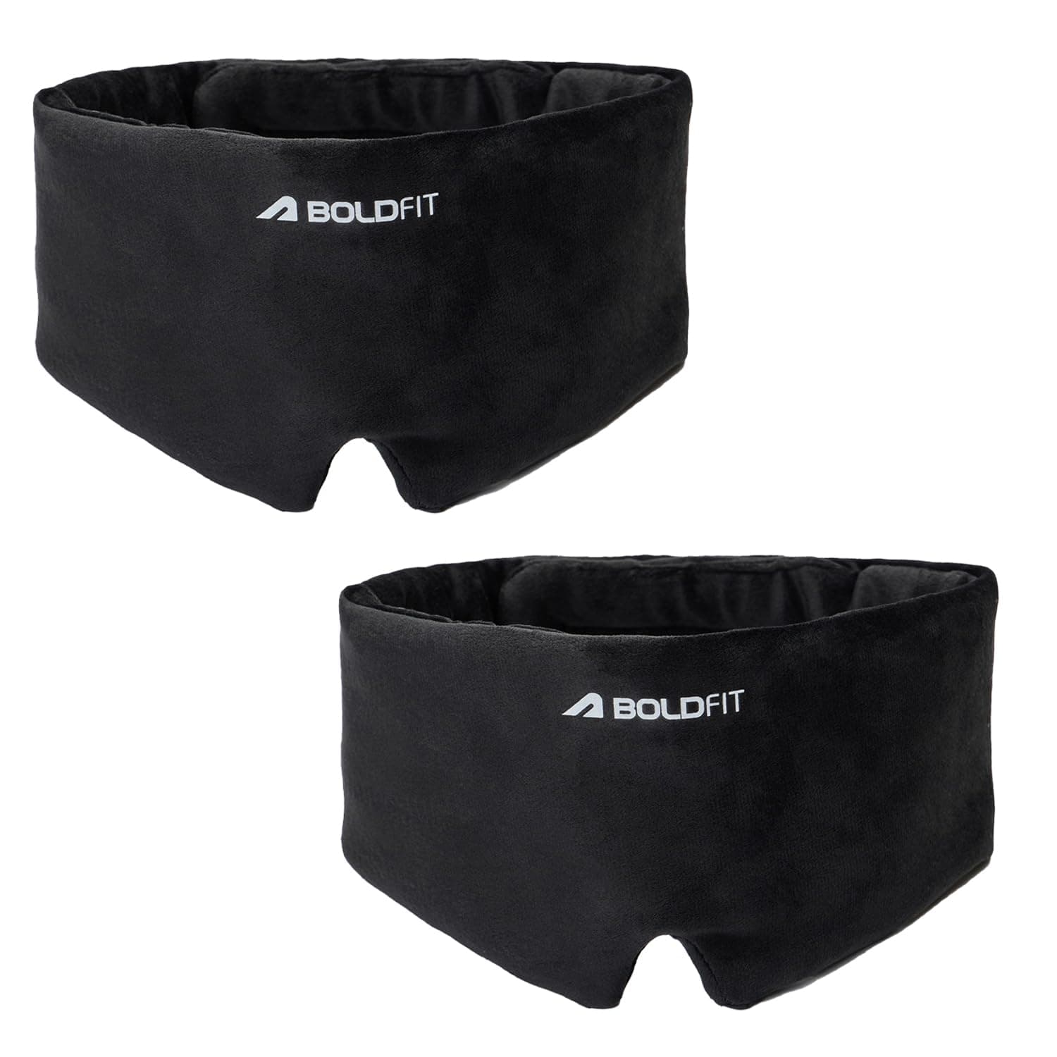 Boldfit Eye Mask For Sleeping Men Adjustable Super Soft EyeMask For Comfortable Sleep Travelling Sleeping Mask SleepMask Pad Large - Black Pack of 2