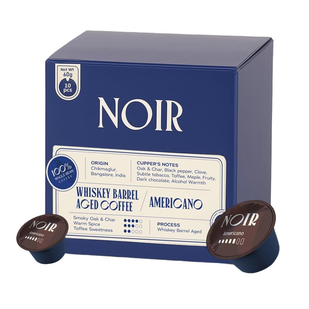 Noir's Whiskey Barrel Aged Coffee Pods | Smoky, Boozy and Dark Cherry Notes | Pack of 10
