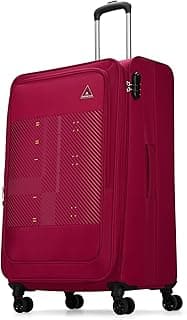 Aristocrat Duralite Large Polyester Soft Spinner Trolley Bag, 78Cm|Combination Lock|8 Wheels|3 Years International Warranty|Red