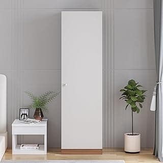 FURNEASER Fanciable Engineering Wood Wardrobe Almirah for Clothes with 1 Door | Single Door Cabinet Closet Organizer | Cupboard for Bedroom Living Room | 43 x 42 x 180 CM (Exotic Teak & White)