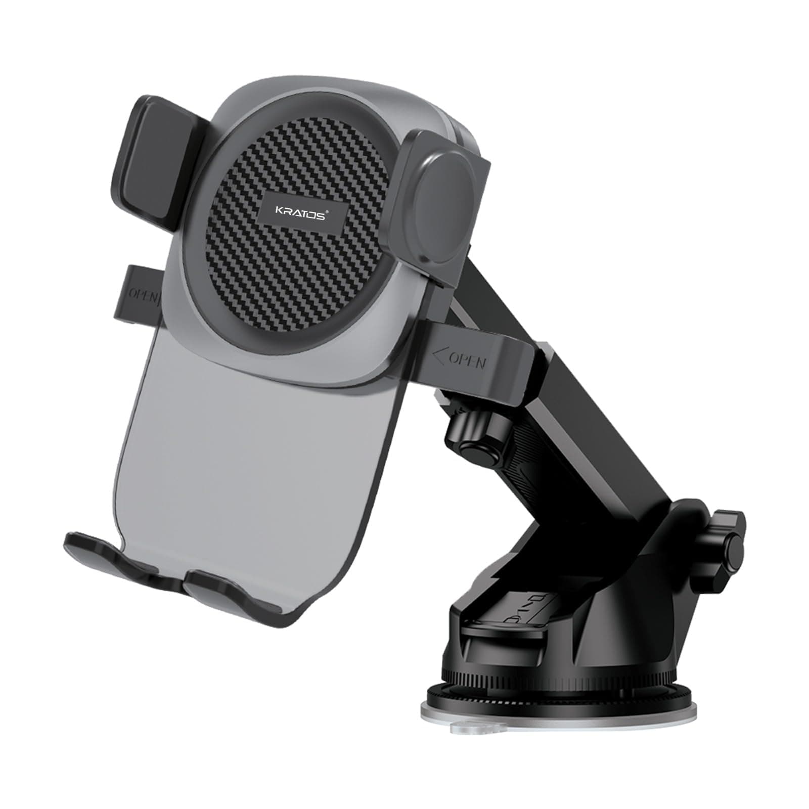 Kratos Grip X4 Dashboard & Windshield Car Mobile Holder with Strong Suction Cup | 360° Rotational Head | Stable & Secure Phone Mount | Compatible with Most Smartphones – Black