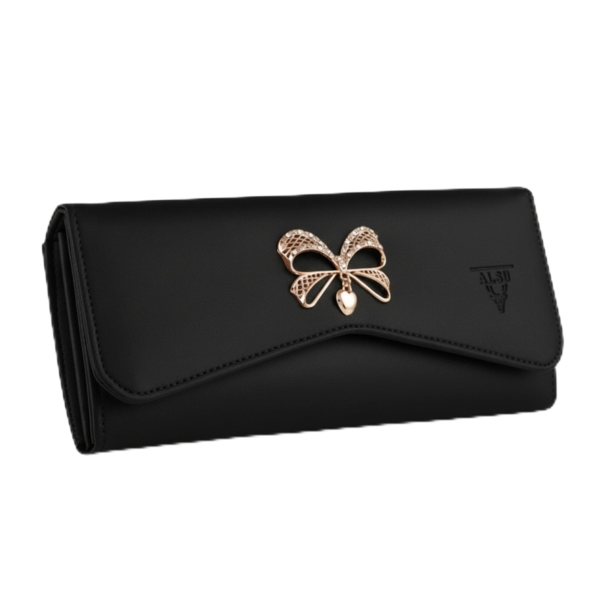 ALSU Women's Hand Wallet Purse Clutch | Phone Pocket| 4 Card Slots| Coin Pockets| Smooth Material (Black)