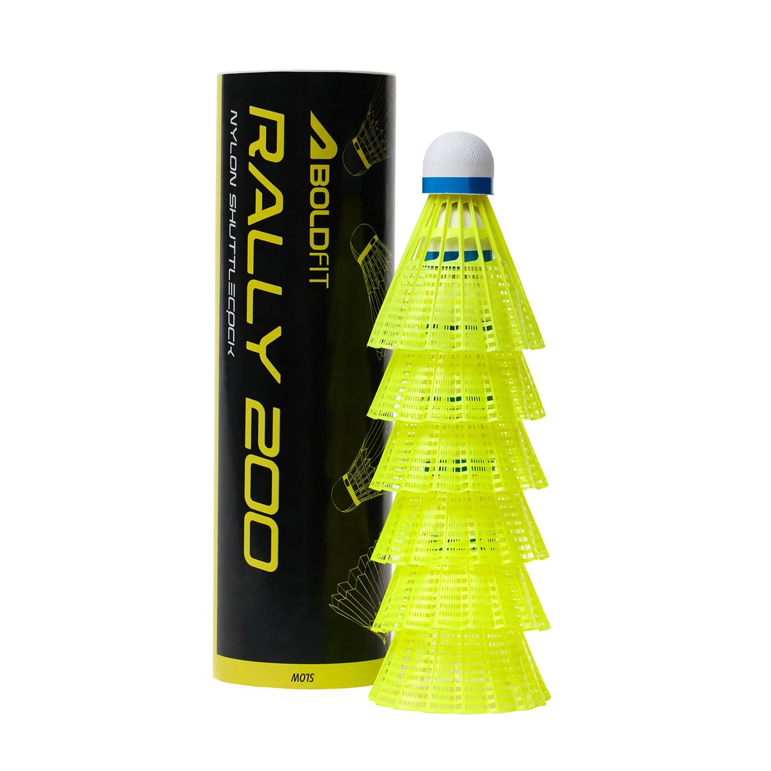 Boldfit Badminton Shuttlecock Set 6pcs High Durability Badminton Nylon Shuttle with Natural Wood Cork Base Ideal for Daily Practice for Beginners & Players Rally 200 Yellow (Pack of 6)