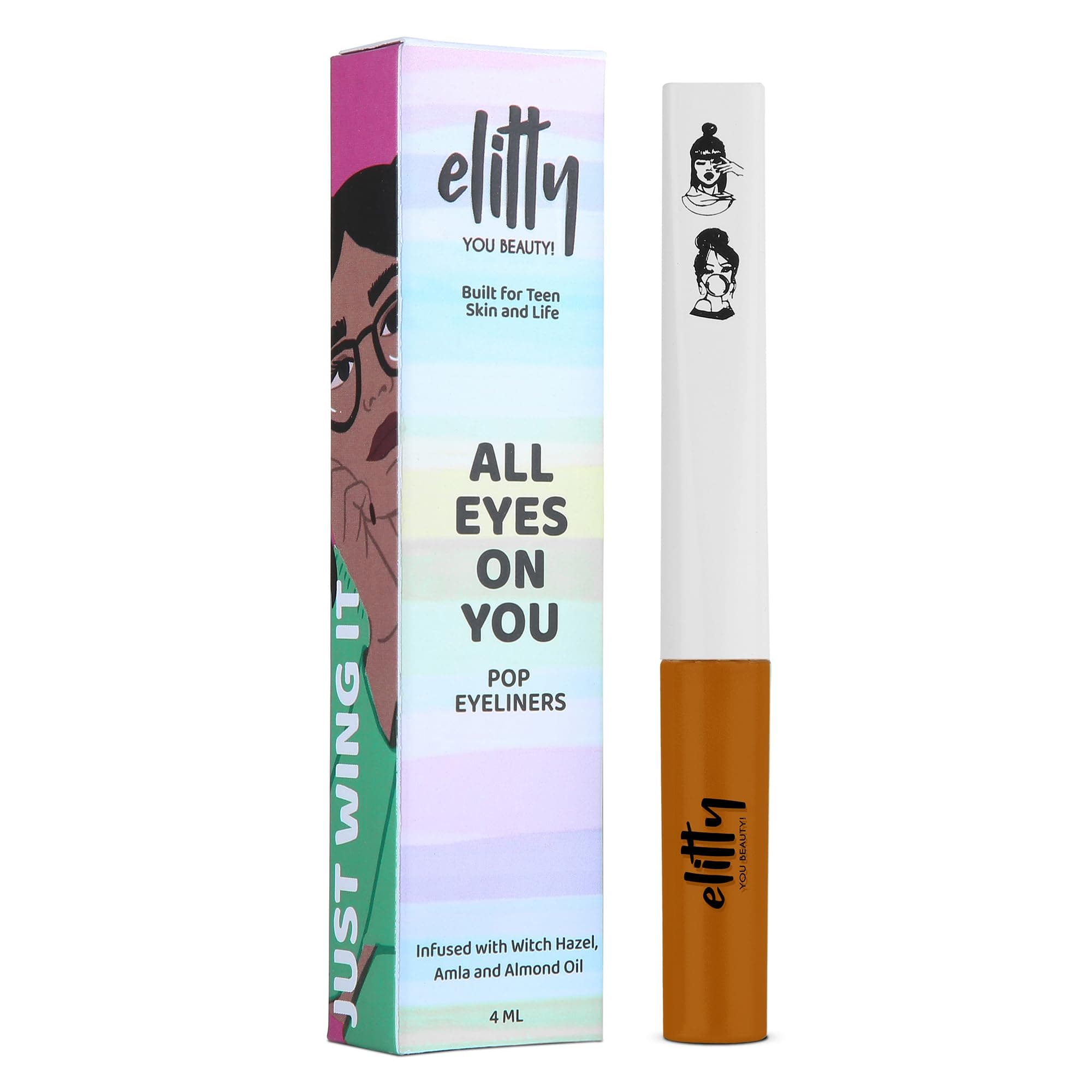 Elitty Waterproof Eyeliner - 4g Tan Brown Colour With Intense Matte Finish | Smudge Proof, Long Lasting Liquid Liner For Eye Makeup | Quick Drying Formula With Fine Tip For Smooth, Precise Application