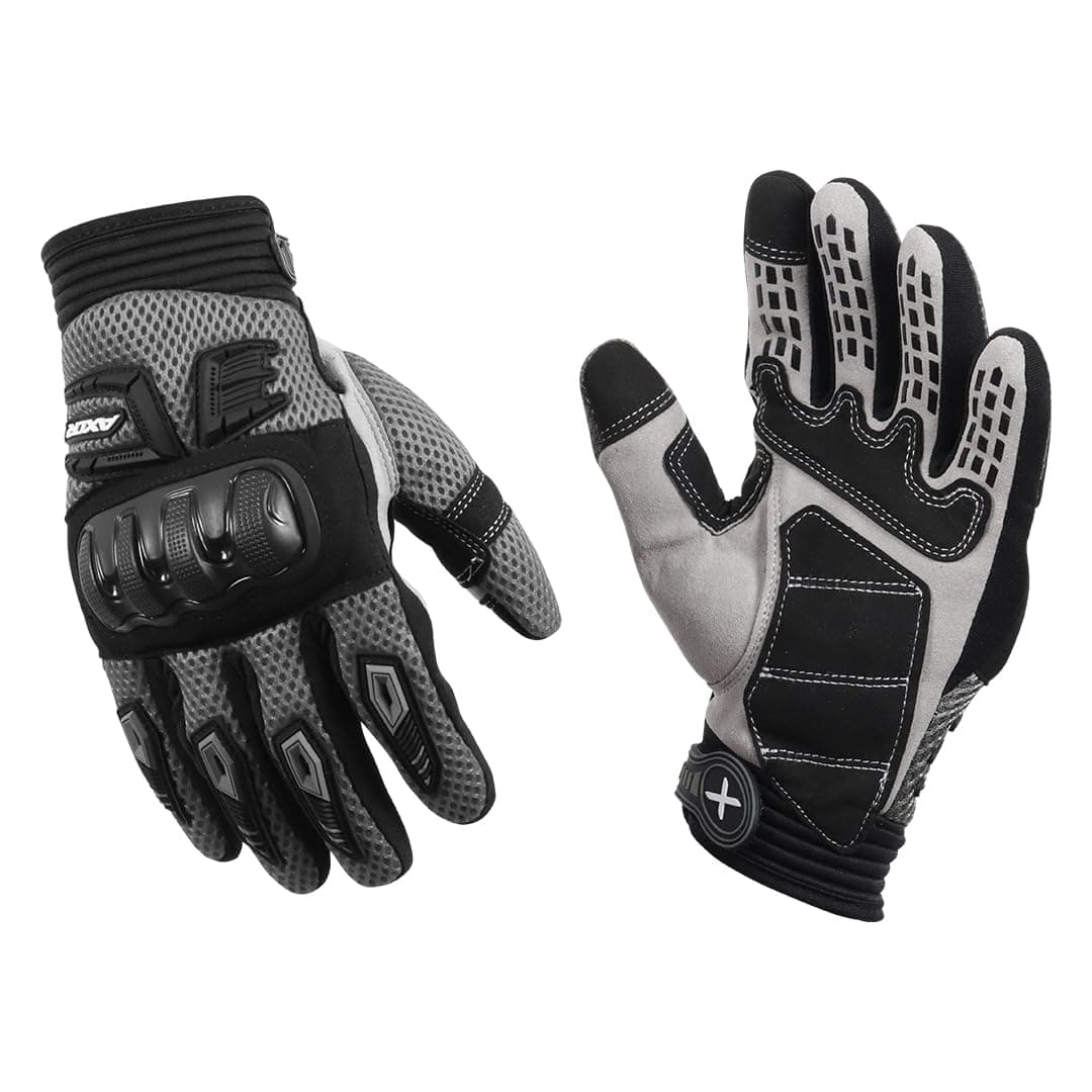 Axor Airstream Riding Gloves Providing Enhanced Grip and Impact Protection with Touchscreen Functionality and an Adjustable Fit-Black Grey-M