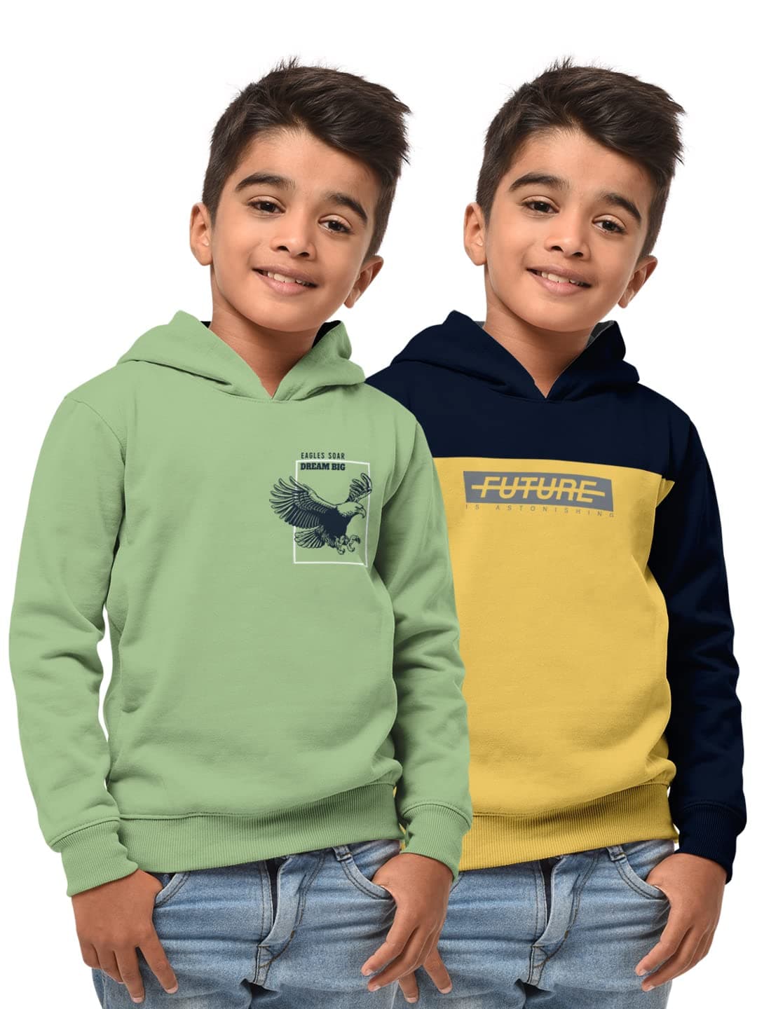 HELLCAT Boys Regular Fit Fulsleeve Hooded Sweatshirt with Rib - Combo Pack of 2