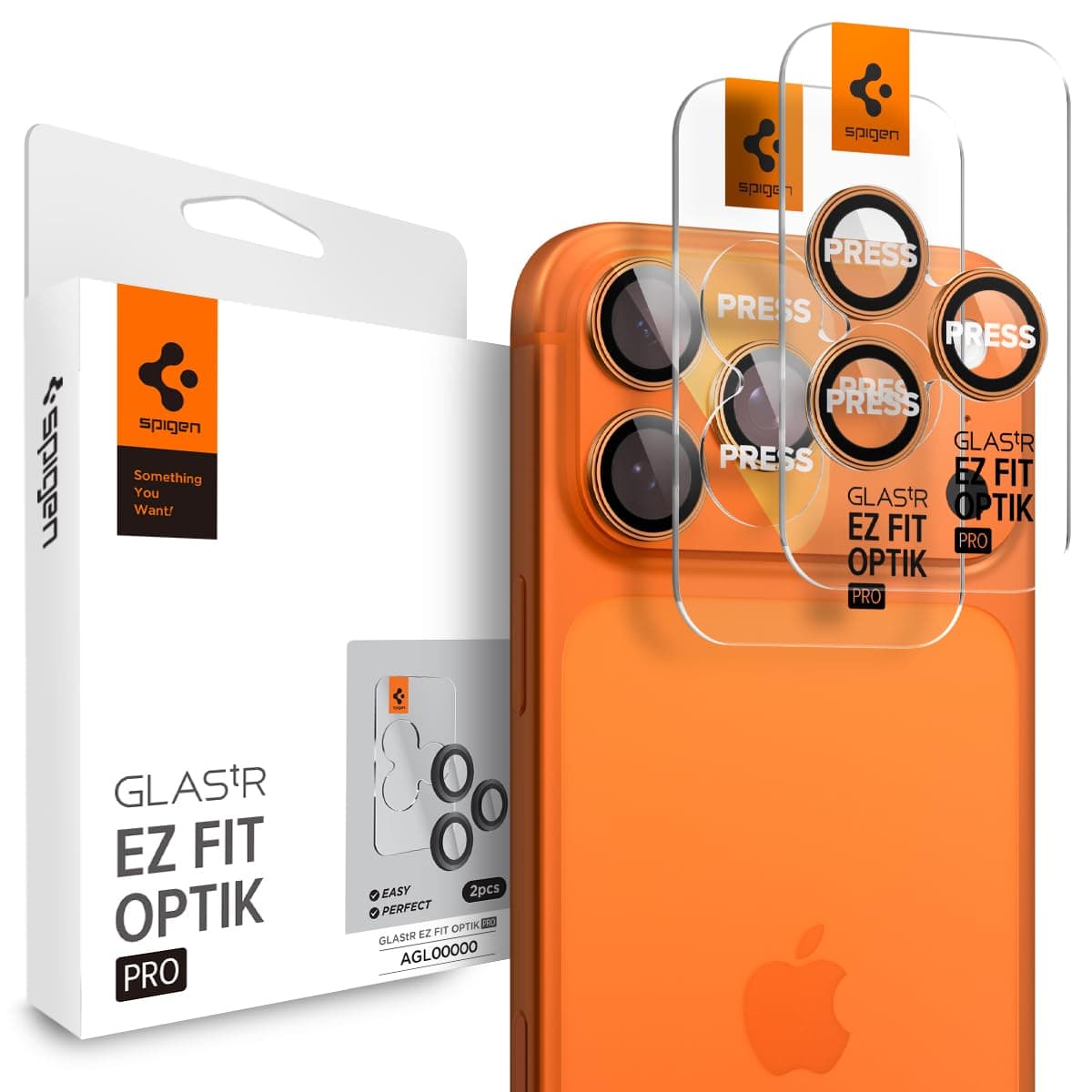 Spigen EZ Fit Optik Pro Tempered Glass Camera Lens Protector Guard for iPhone 17 Pro / 17 Pro Max - Cosmic Orange[2 Pack]