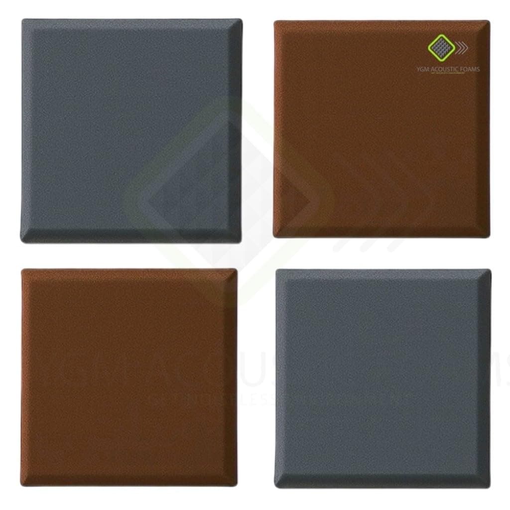 YGM Acoustic Foams® Velvet Bevelled Acoustic Panels – Self-Adhesive & Fire-Retardant 60 Density Acoustic Treatment for Premium Home Theatres, Music Studios (2 Midnight Slate + 2 Espresso Velvet)