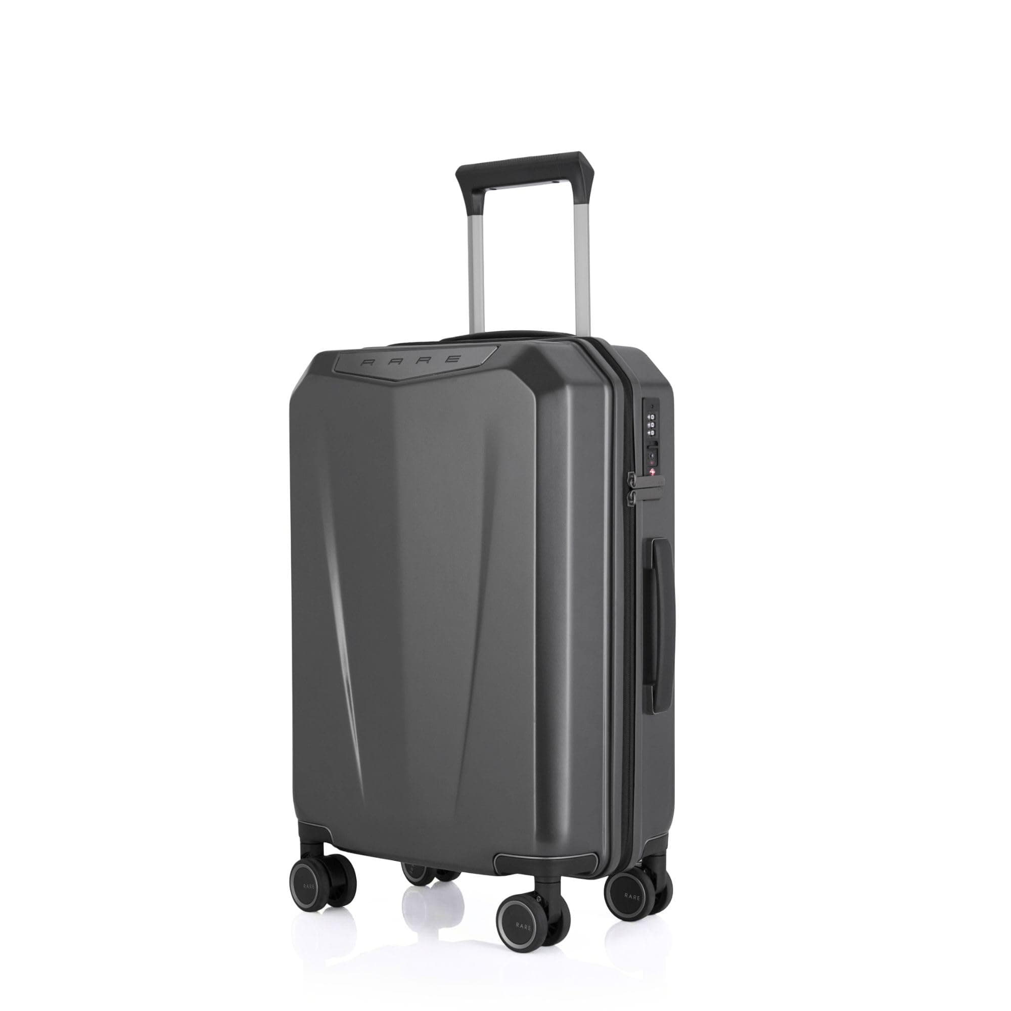 Rare Rabbit Gallardo Cabin Size Matte Grey Hard Trolley Bag Polycarbonate Antiscratch Travel Suitcase with 8 Silent Wheels and a Sturdy TSA Lock - Luggage for Men & Women