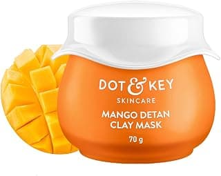 DOT & KEY Mango Detan Tan Removal Clay Mask | Clay Mask for Face with Glycolic & Lactic | Great for All Skin Types | Fresh Juicy Mango Fragrance | 70gm
