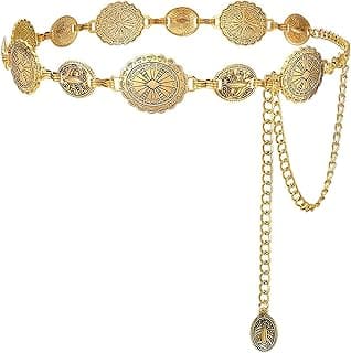 SYGA Women's Metal Waist Chain with Antique Oval Ethnic Design, Adjustable Kamarband for Sarees, Dresses & Ethnic Wear – Free Size