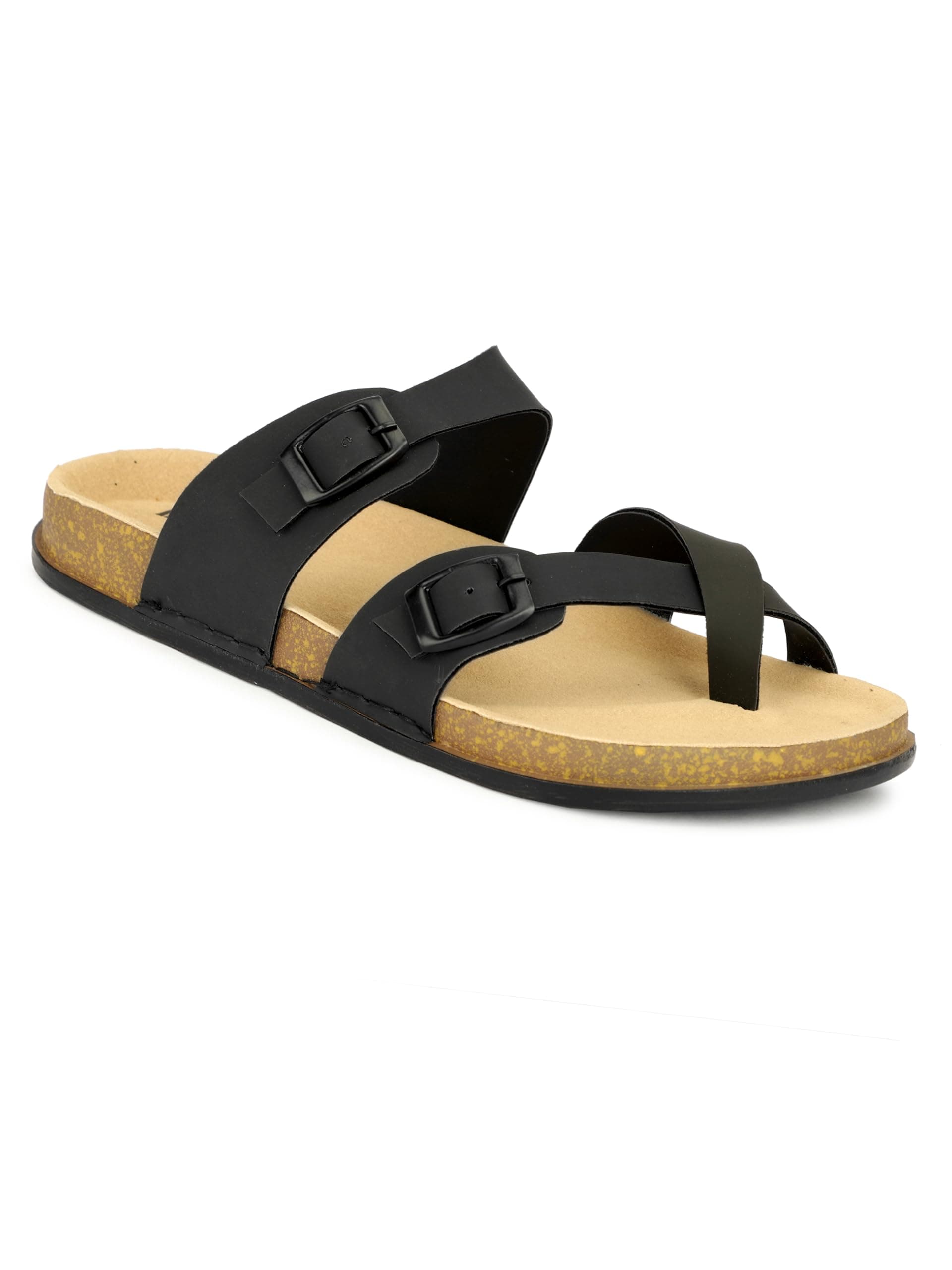 Men Diagonal Strap Buckle Slippers | Stylish Casual Sandals for Men | Comfortable Footwear | Slip-On Anti-Slip Sole Sandals | Adjustable Strap Slippers
