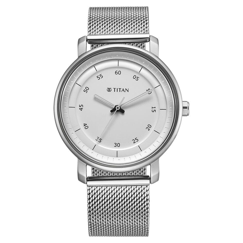 Titan Workwear Quartz Analog Silver Dial Stainless Steel Strap Watch for Men-1884SM01