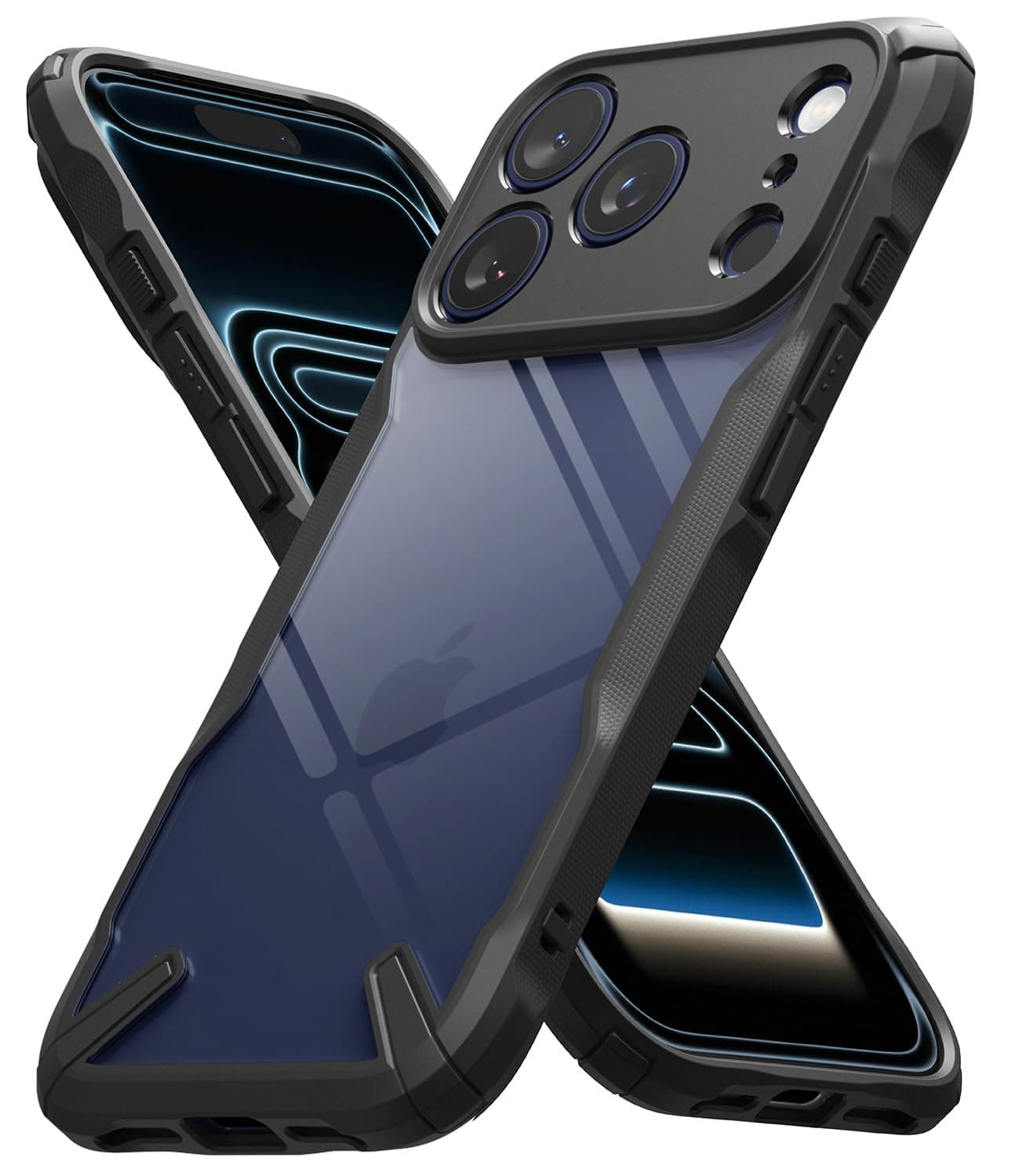 Ringke Fusion-X Compatible with iPhone 17 Pro Max Case Back Cover Transparent Hard Back Soft Flexible TPU Bumper Scratch Resistant Shockproof Protection - Black