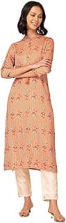 Indya Women's Rayon Regular Fit Floral Print Kurta