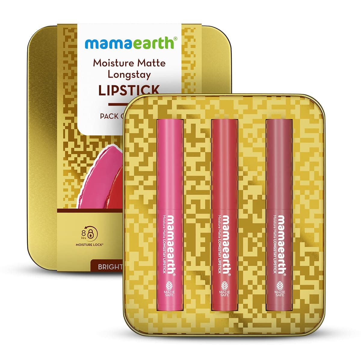 Mamaearth Moisture Matte Long Stay Lipstick Minis Gift Set - Bright and Bold | 8 Hour Moisture Lock | Up to 12-Hour Long Stay | Smudge Proof | Travel-Friendly| Gifting For Valentine's Day, Birthday, Anniversary & Special Occasions | Rakhi Gift for Sister | Premium Gift Pack
