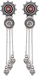 VOYLLA Tassels Drop Earrings Statement Long Dangler Lightweight Trend Inspired Ethnic Fusion Finish Anti Tarnish Comfortable Styling Womens Day Gift For Wife Sister Girlfriend