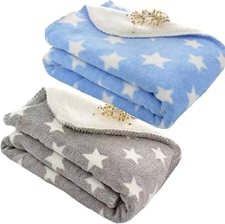 BRANDONN Wool Baby Blanket Combo Pack All Season (Blue/Grey) - Pack of 2