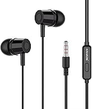 Kratos E02 Black Wired Earphones with 3.5mm Jack in-line Mic Control for Clear Calling & Music, Multi-Functional Controller,Sweat Resistant,Comfort Fit Wired Ear Phones,Compatibility with All Mobiles