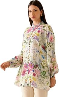 NAINVISH Shirt Top for Women Regular Fit Printed Shirt | Tops for Stylish Latest | Office Wear Tops for Women | Cotton Blend Tops
