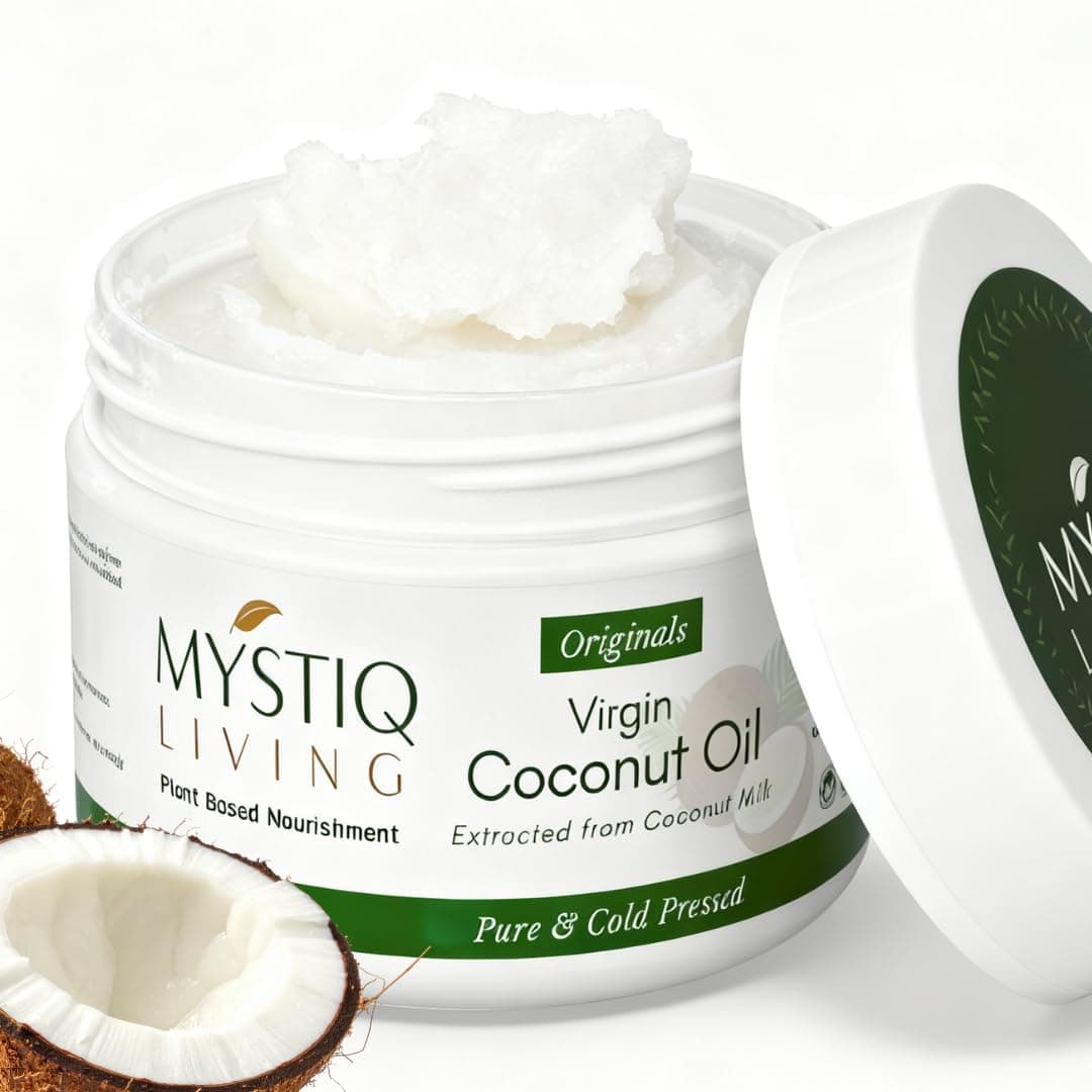 Mystiq Living Extra Virgin Coconut Oil - 250ML | For Hair, Skin & Baby Massage | Wide Mouth Jar Hair Oil, Cold Pressed