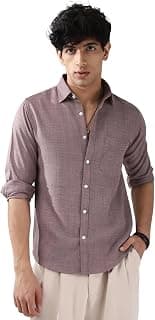 Urbano Fashion Men's Linen Blend Full Sleeve Relaxed Fit Casual Solid Shirt