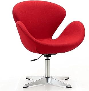 Faux Leather - Modern Swivel Lounge Chair with Hydraulic Lift for Home Office Hotel Cafe (Red)