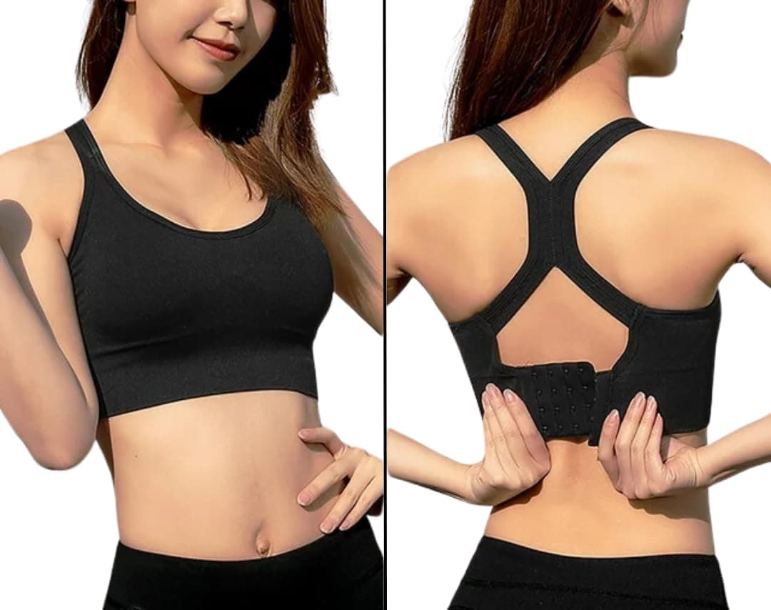 GLAMORAS Women's Sports Bra for Women | Padded Racerback | Low Impact Active Wear | Gym, Workout, Jogging, Fitness & Yoga | Non Wired Back Hook | Nylon Spandex | M-2XL