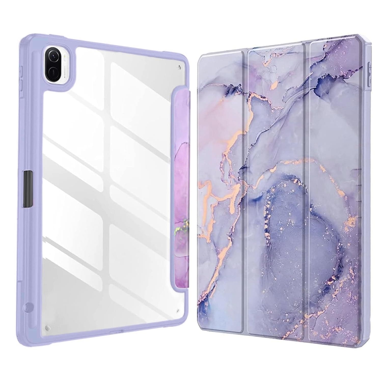 MOCA Case for Xiaomi Pad 5 / Pad 5 11 Pro with Pen Holder,Transparent Hard Shell Back Cover Protective Slim Case for Xiaomi Mi Pad 5 /Pad 5 Pro 11” (Purple Marble, Xiaomi Pad 5 11 Inch)