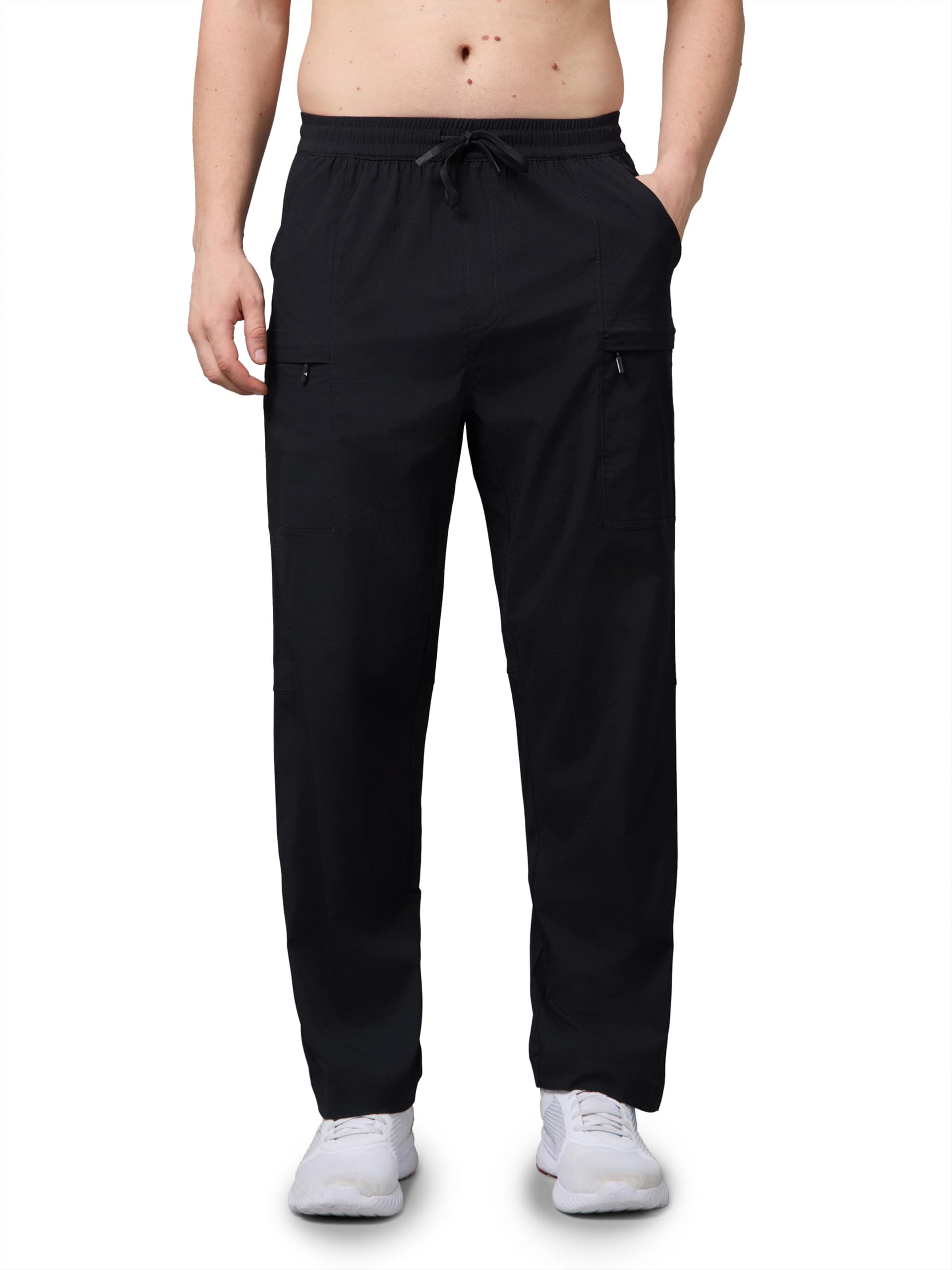 TECHNOSPORT Men Baggy Fit Cargo Track Pants with Ts Duraflex, Navy, M | Durable Stretch, Baggy Fit, UPF 50+, Gym, Travel & Street