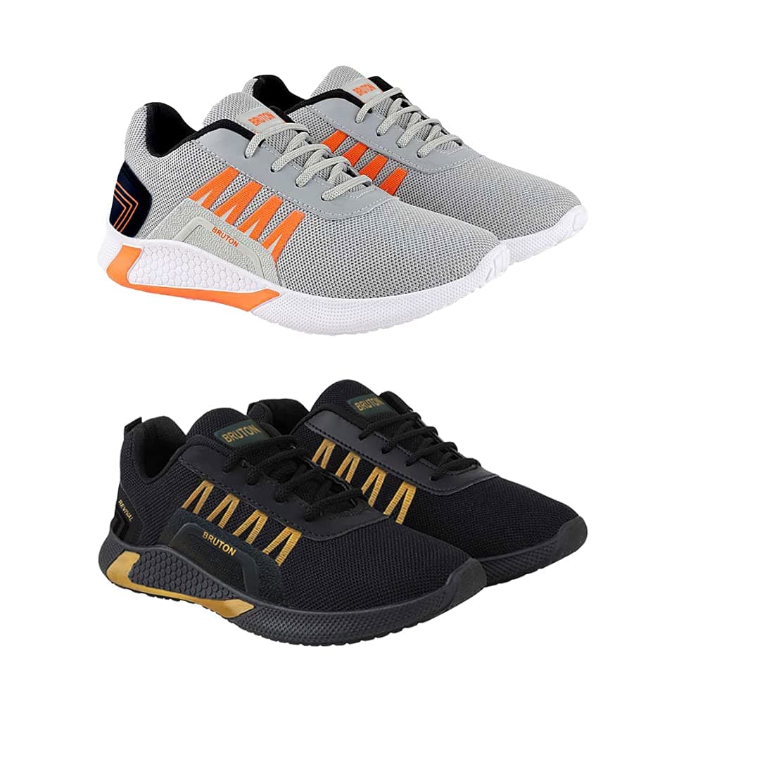 BRUTON No. 008 Men's Sports, Walking, Gym, Training, Running Shoes (Set of 2 Pair)
