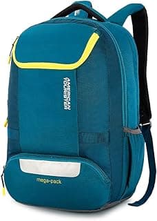 American Tourister Bowie The Outdoor Backpack In Teal - 35 Litre Capacity, 17" 5 Compartment Laptop Backpack Compartment, External Bottle Holder, And Shoe Compartment And, Green