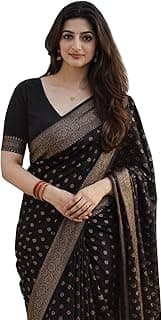 Shasmi Women's Navy blue Banarasi Pure Kanjivaram Silk Saree Soft new ladies Design Wear Pattu Sarees Latest 2026 Cotton Party Sari collections With Blouse Piece for Wedding sadi (KS-224)