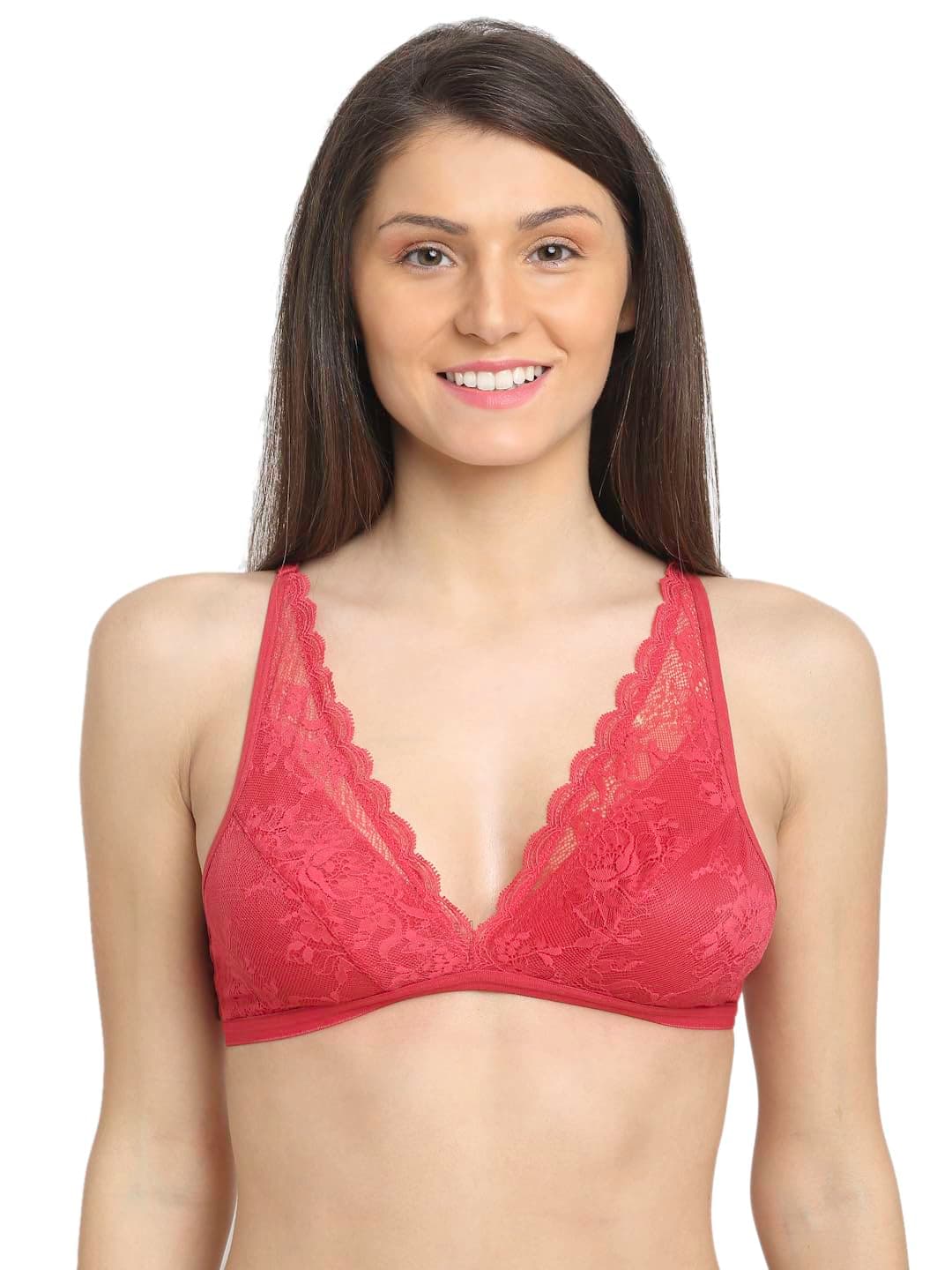 EROTISSCH Women’s Medium Coverge Lace Bralette, Made of Nylon Blend, Everyday Non-Wired, Non-Padded Bra for Girls, Cut & Sew Cups,Adjustable Straps & Back Closure with All-Day Comfort Casual Wear