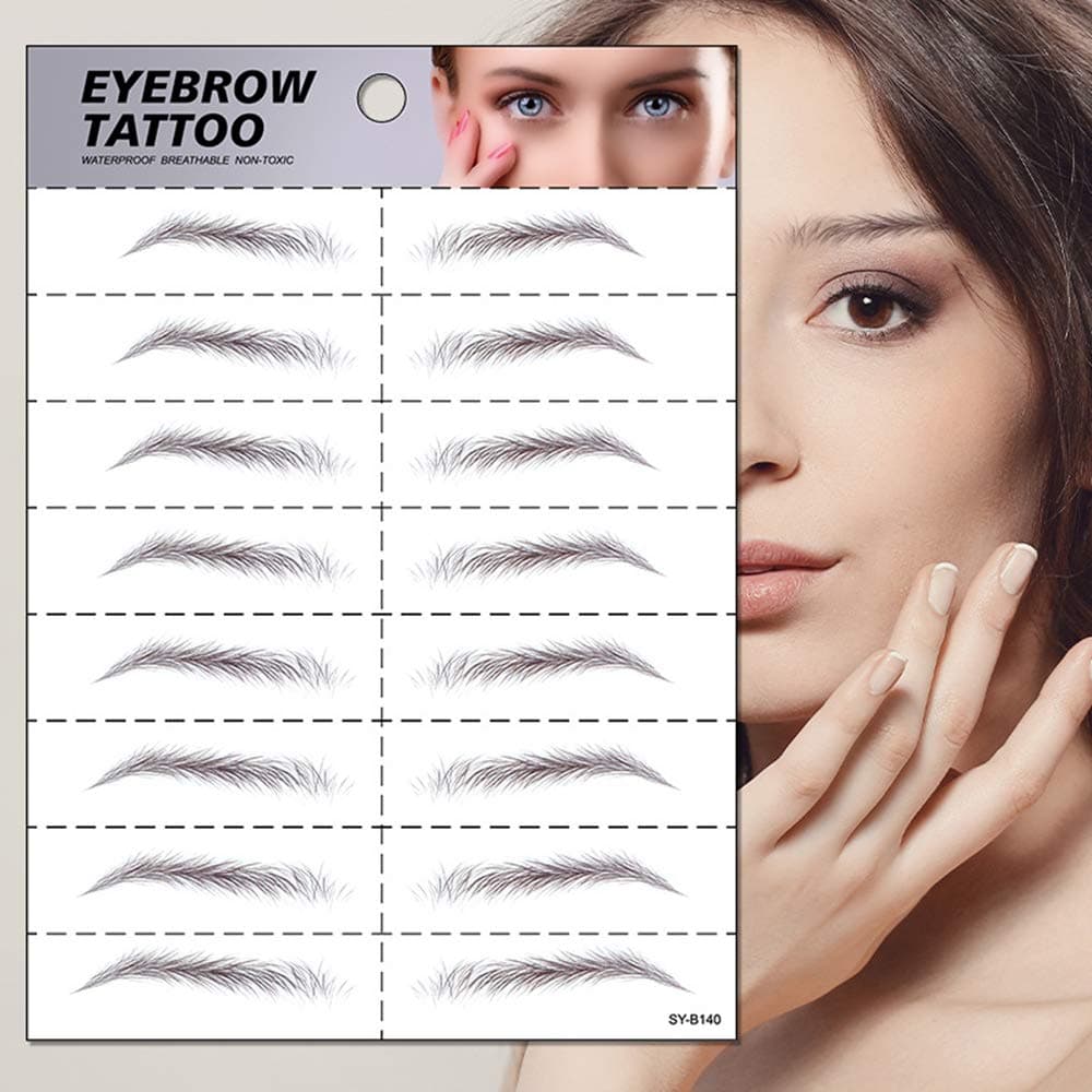S.A.V.I 8 Pairs 6D Natural Look Eyebrow Styling Long Lasting Up to 7 Days Waterproof Temporary Tattoo Stickers - 1 Sheet (140)