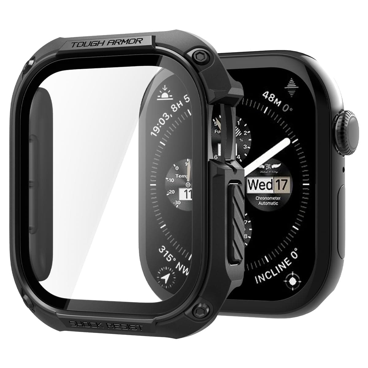 Spigen Protective Case for Apple Watch Series 11/10 46mm, Military Grade, Dual Layer(Tough Armor) - Black