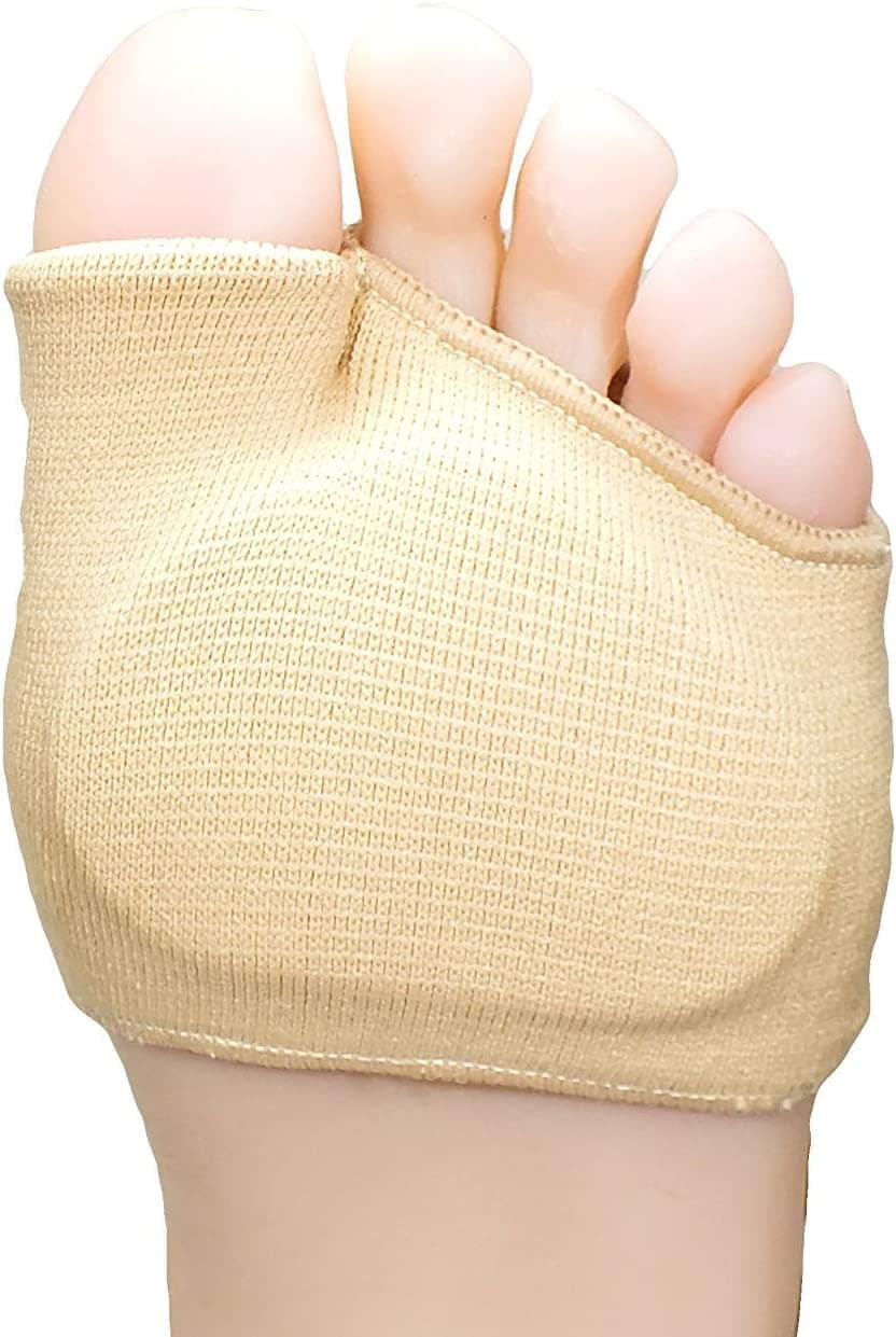 SUEFOR forefoot pads for pain relief hallux valgus support for bunion forefoot Sleeve pads, metatarsal pads for men and women with ball of foot cushion (1 pair) Beige, Cotton