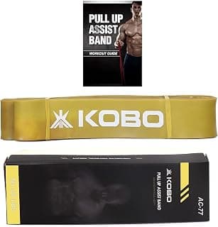 Kobo AC-77 Power Loop Band/Resistance Band/Rubber Pull Up Assist Bands 41 Inch| Powerlifting Bands for Mobility & Body Stretching, Powerlifting, Resistance Training, Tension 50-125 LBS, (Yellow)