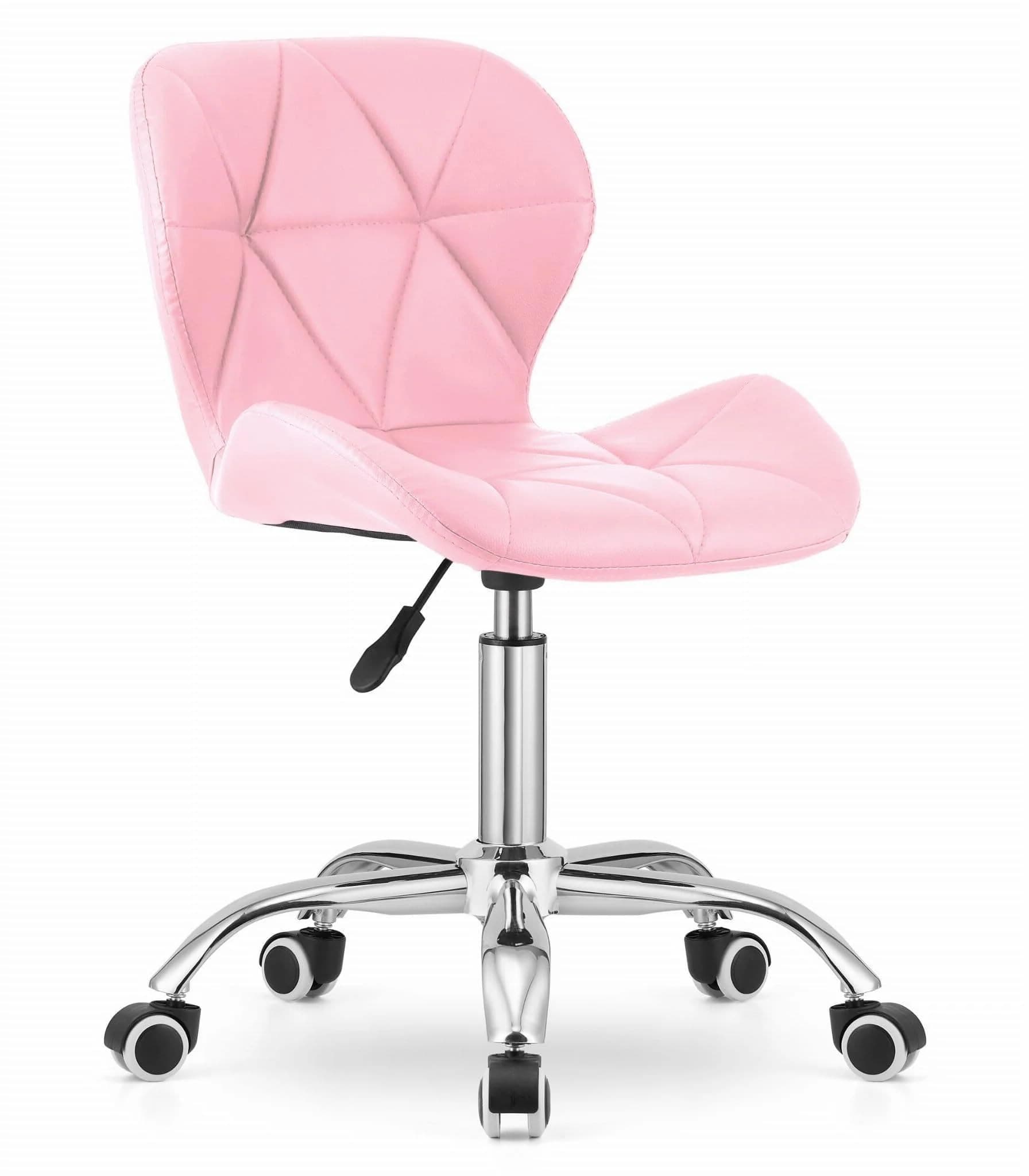 Amazon Brand - Umi Height-Adjustable Faux Leather Office Computer Executive Study Desk Chair in Light Pink Color for Salon, Bar, Executive, Study, Home, Reception etc.